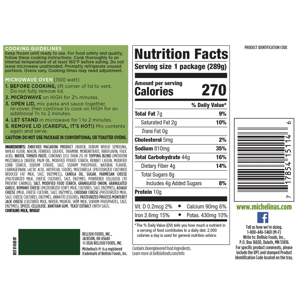 Michelina's Five Cheese Ziti Frozen Meal 10.2 Oz
