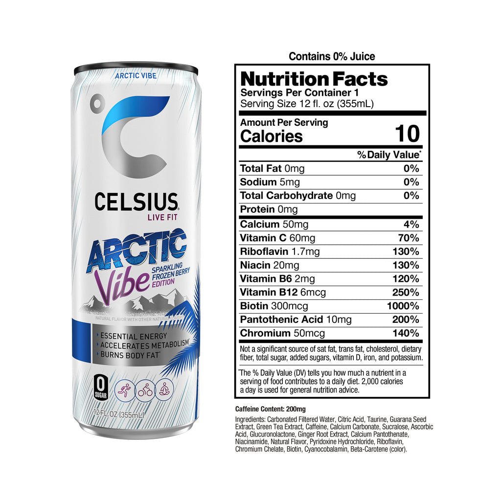 CELSIUS Sparkling Arctic Vibe Functional Energy Drink 12 fl oz Single Can