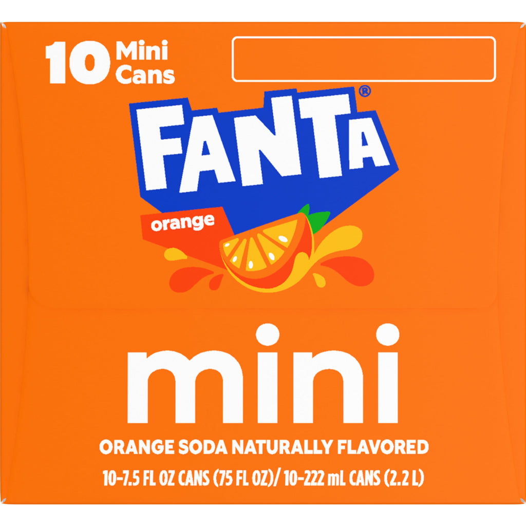 Fanta Orange Soda Pop Fridge Pack Mini Cans 7.5 Fl Oz 10 Pack