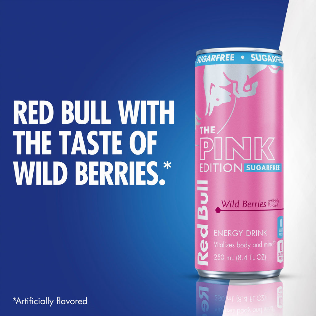 Red Bull Pink Edition Sugar Free Wild Berries Energy Drink 12 fl oz 4 Pack Cans