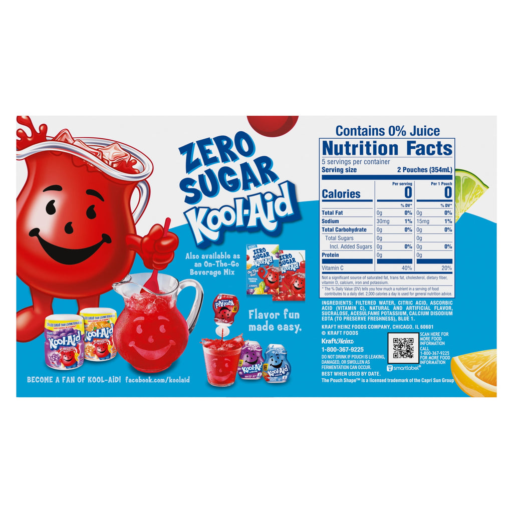 Kool-Aid Zero Sugar Jammers Tropical Punch Artificially Flavored Drink 10 Count 6 fl oz Pouches