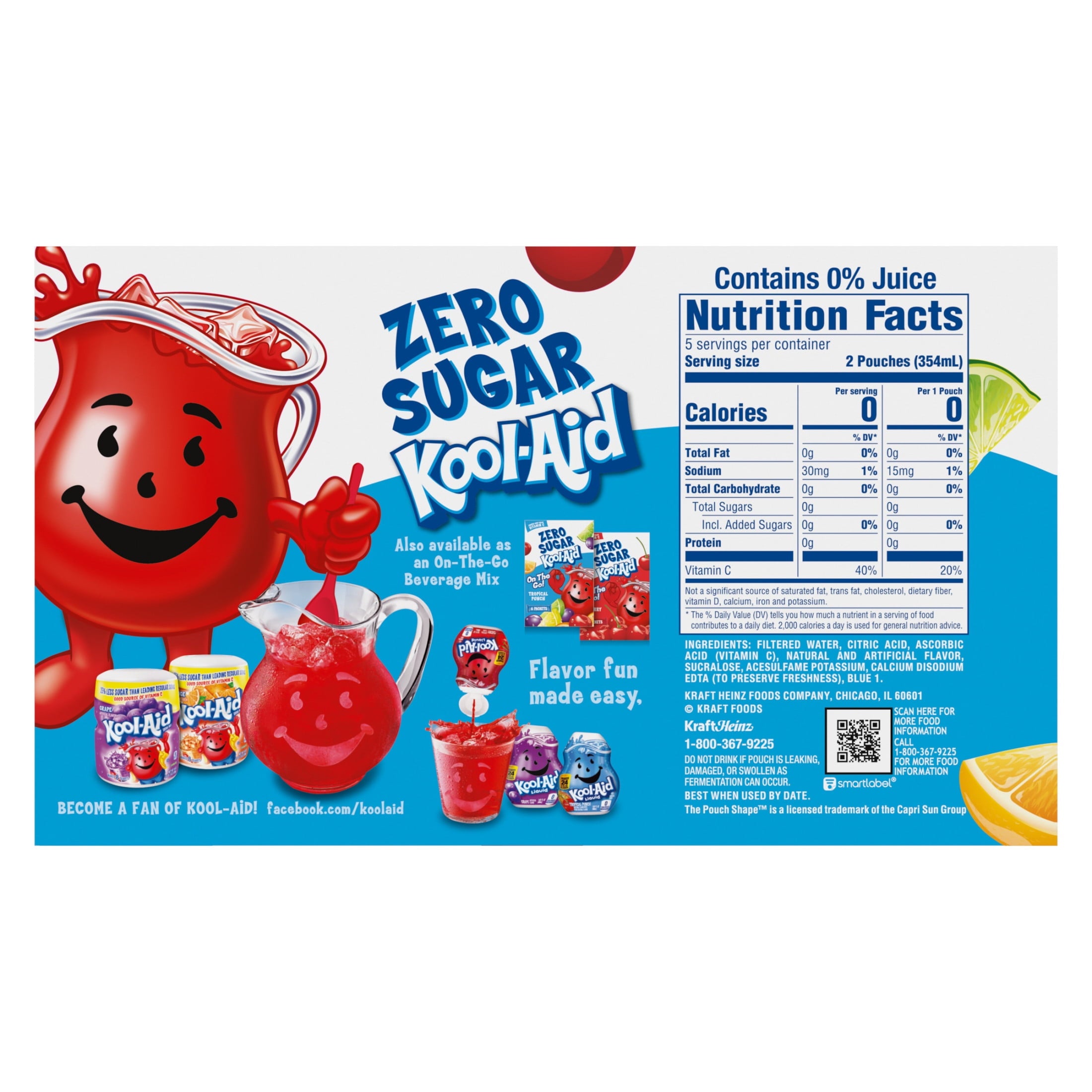 Kool-Aid Zero Sugar Jammers Tropical Punch Artificially Flavored Drink 10 Count 6 fl oz Pouches