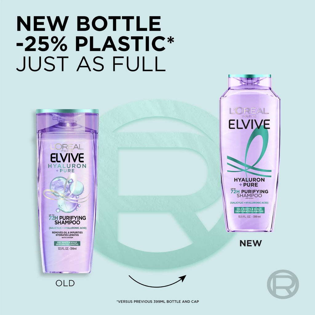 L'Oreal Paris Elvive Hyaluron Pure Moisturizing Shampoo for Oily Hair 13.5 fl oz