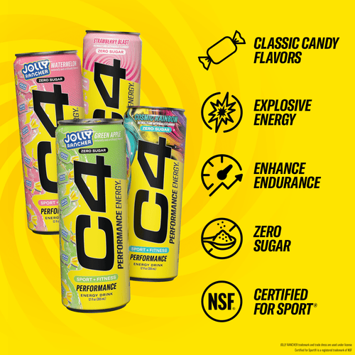 C4 Performance Energy Drink Jolly Rancher & Candy Variety Pack 12 fl oz Cans 12 Pack