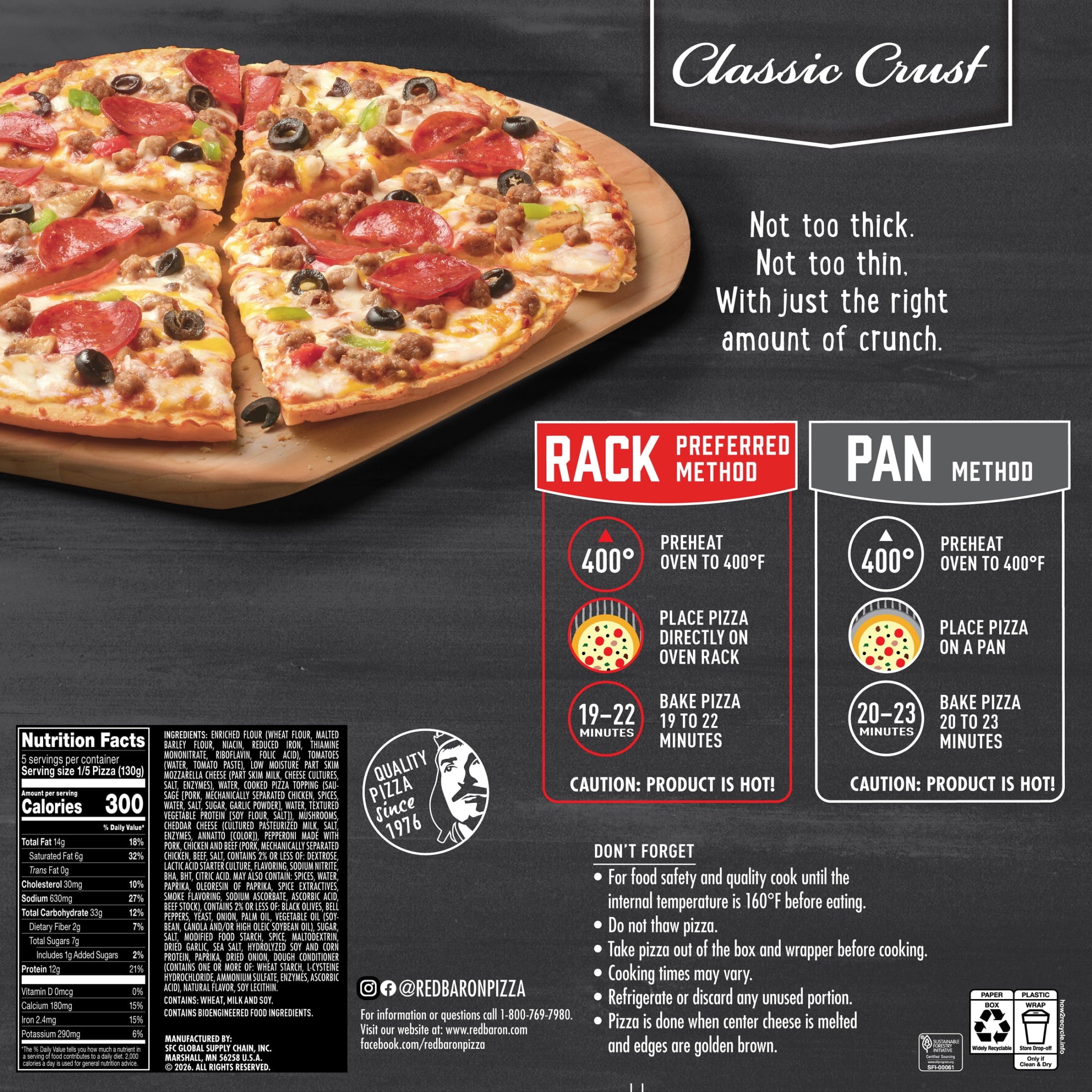 Red Baron Special Deluxe Classic Crust Frozen Pizza 22.94 Oz