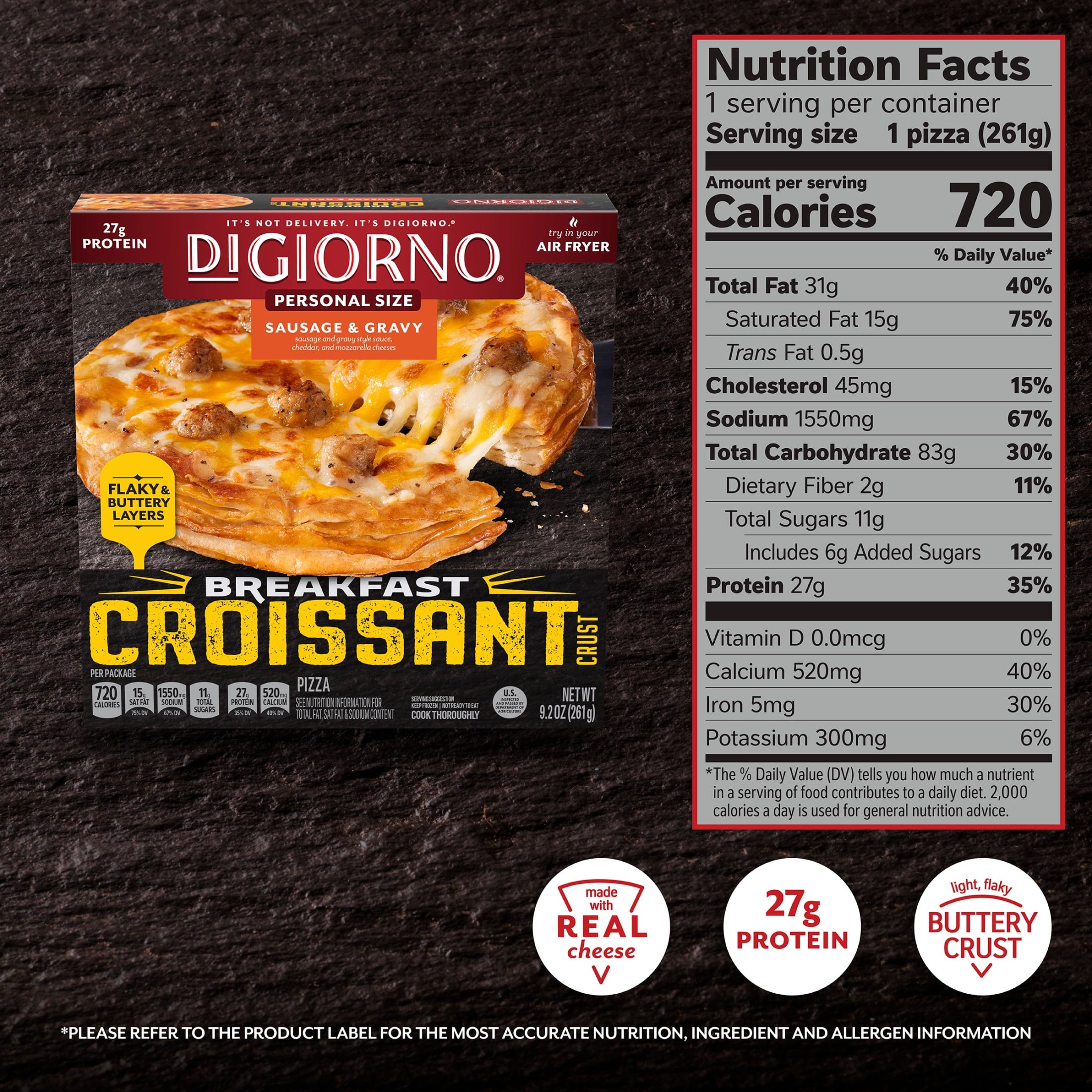 DiGiorno Croissant Crust Sausage & Gravy Frozen Pizza 9.2 Oz