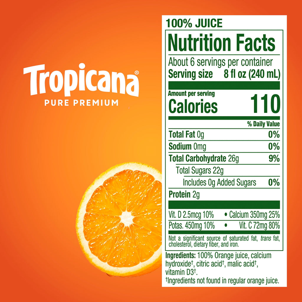 Tropicana Pure Premium 100% Orange Juice No Pulp Calcium & Vitamin D 46 fl oz