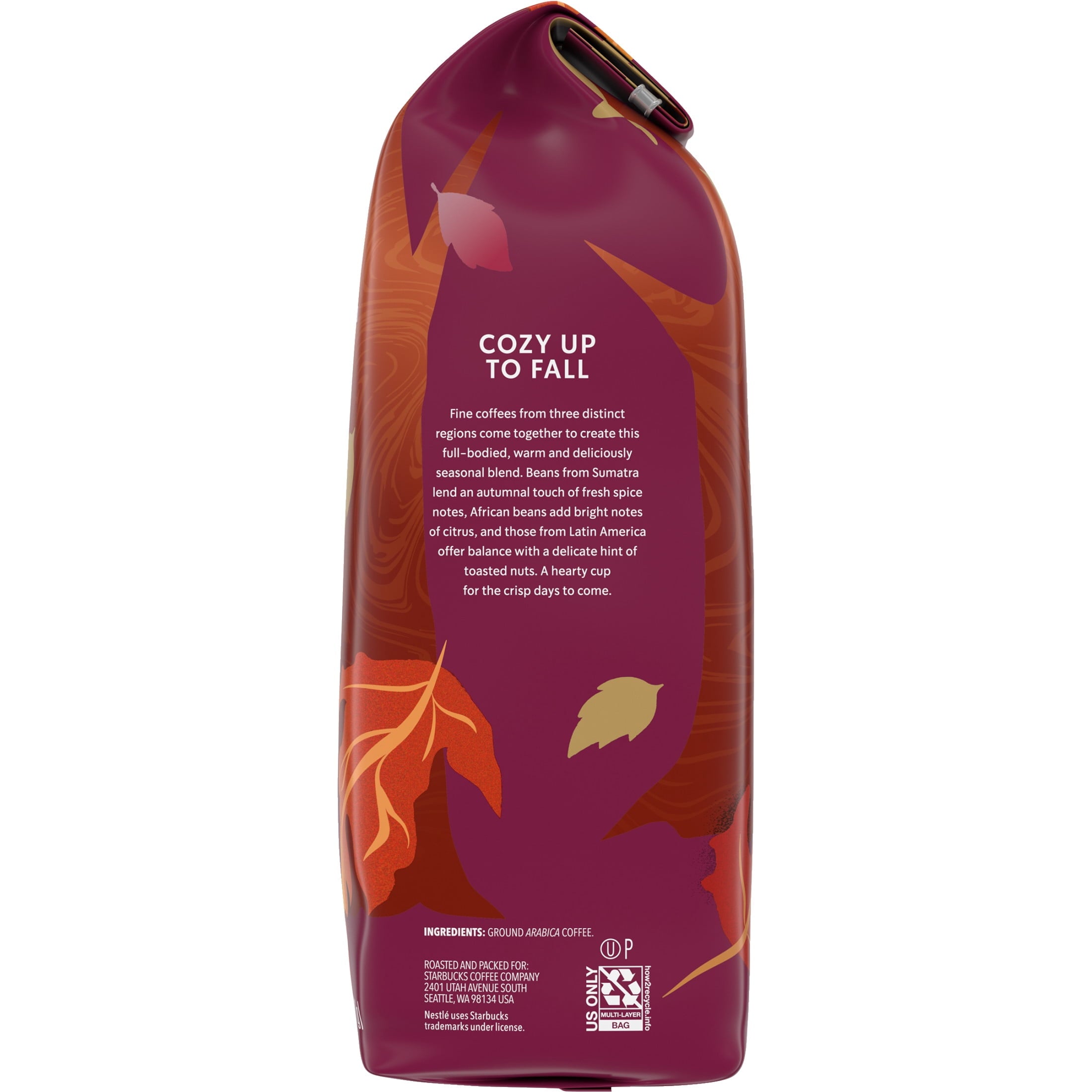 Starbucks Fall Blend Naturally Caffeinated Medium Roast Ground Coffee 17 oz Bag