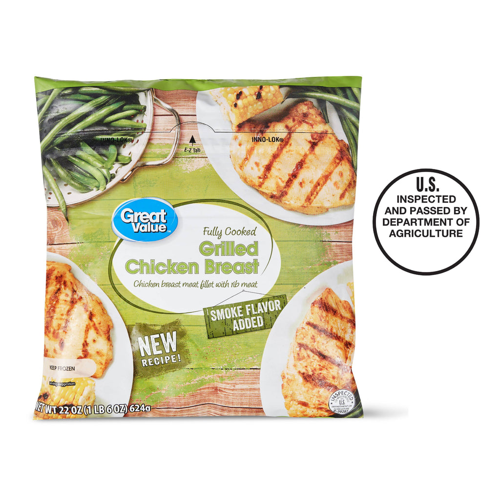 Great Value Fully Cooked Grilled Chicken Breast Frozen 22 Oz