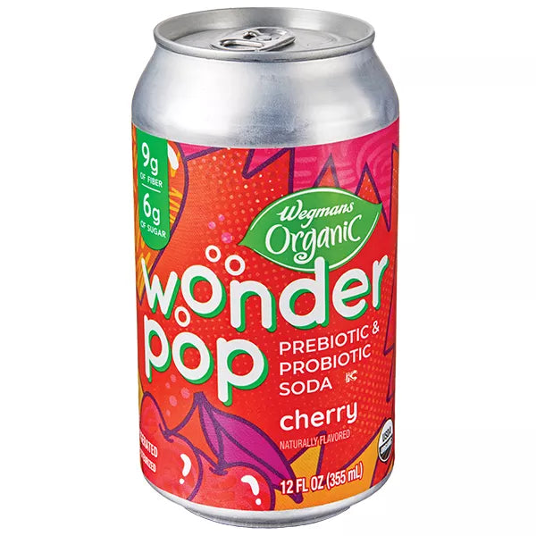 Wegmans Organic Wonder Pop, Cherry Prebiotic & Probiotic Soda
12 fl. oz.