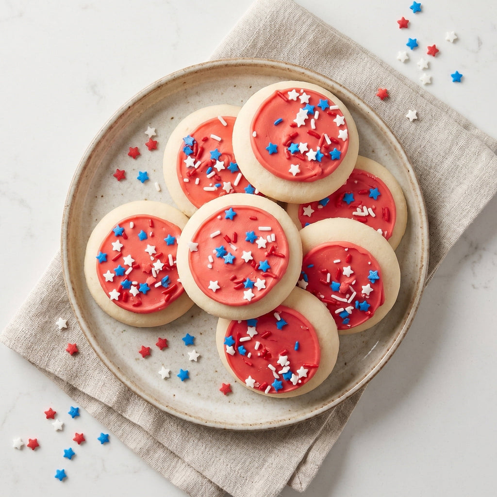 Red Frosted Sugar Cookies with Star Sprinkles 13.5 Oz 10 Count Freshness Guaranteed