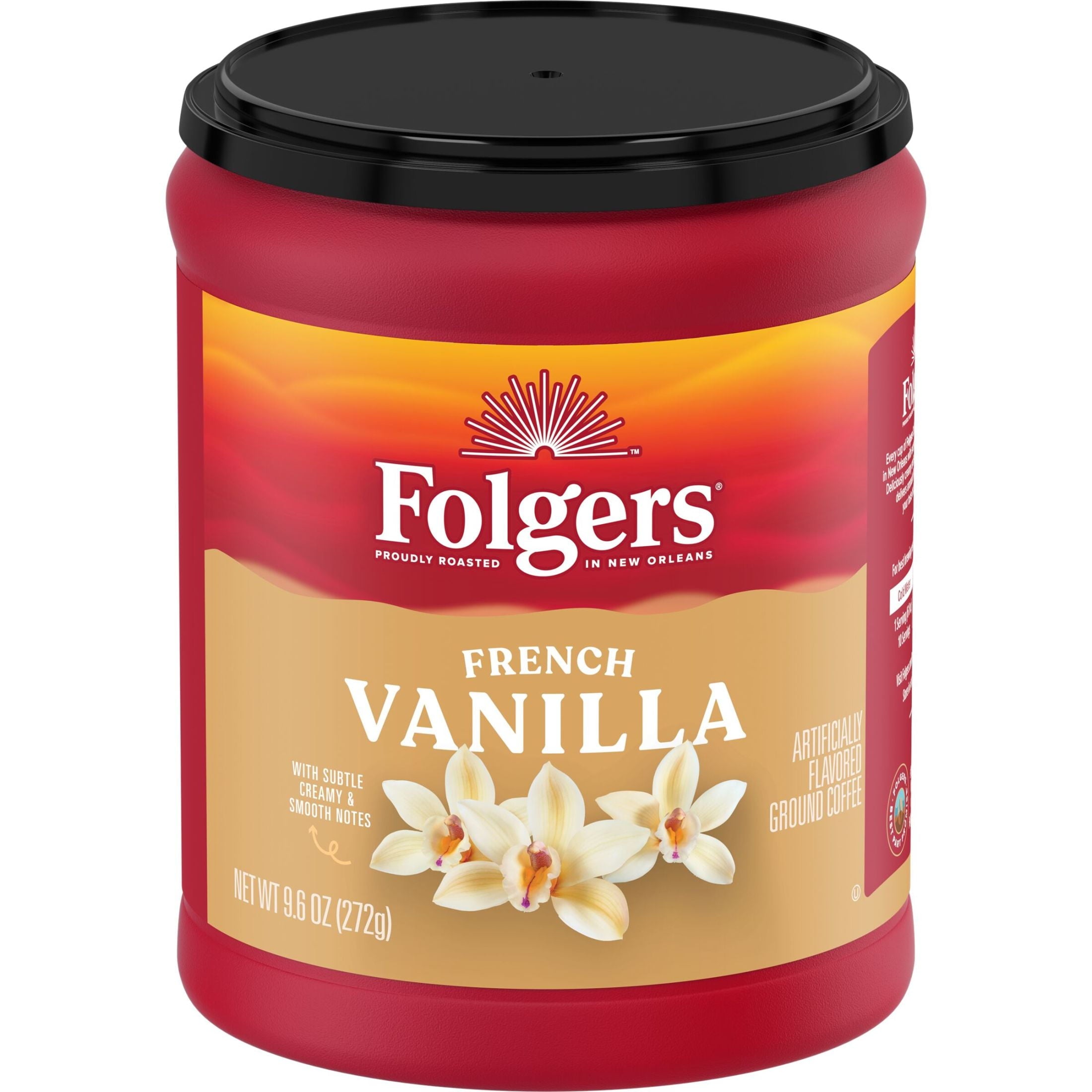 Folgers French Vanilla Artificially Flavored Medium Roast Ground Coffee 9.6 oz Canister