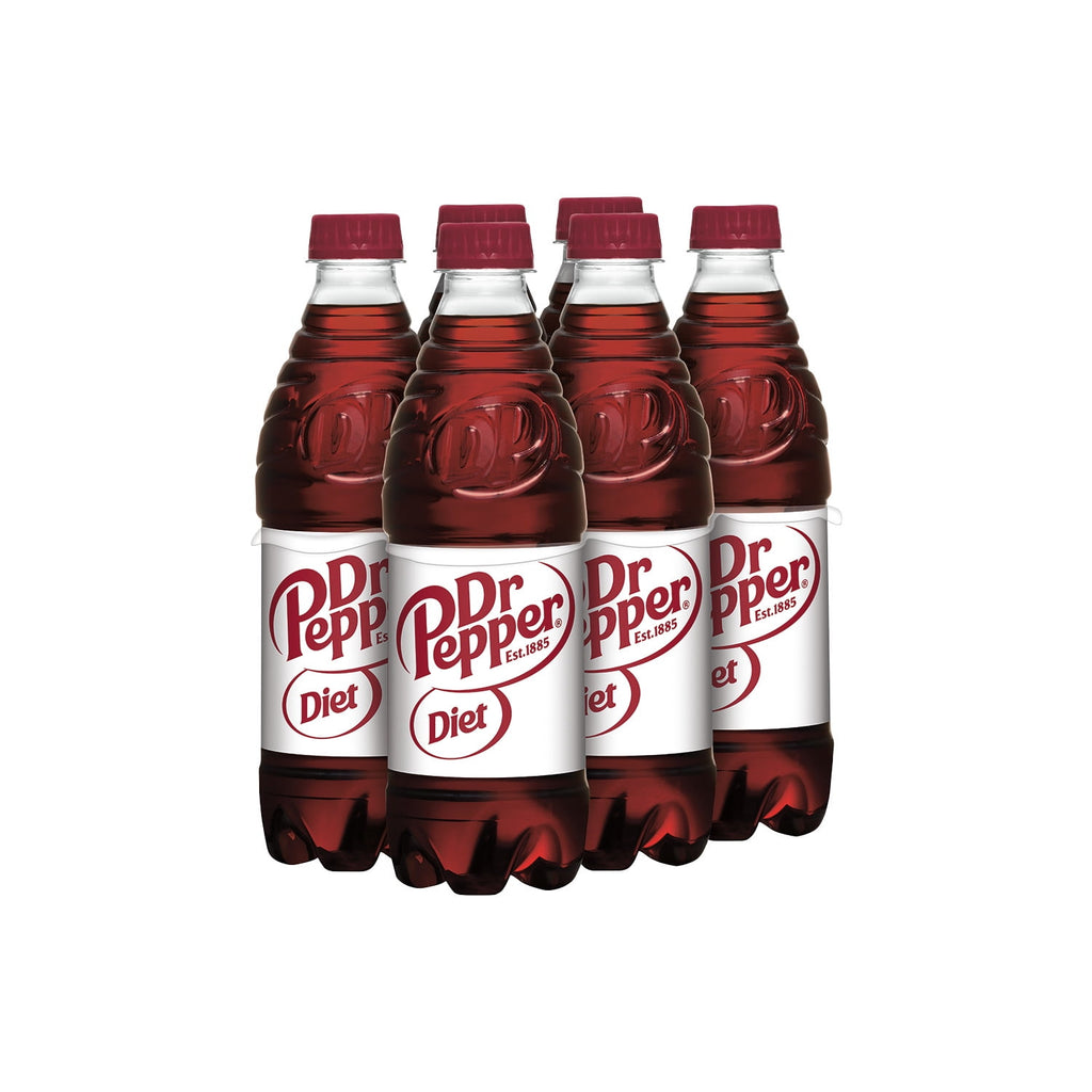 Diet Dr Pepper Soda Pop Bottles 16.9 Fl Oz 6 Pack
