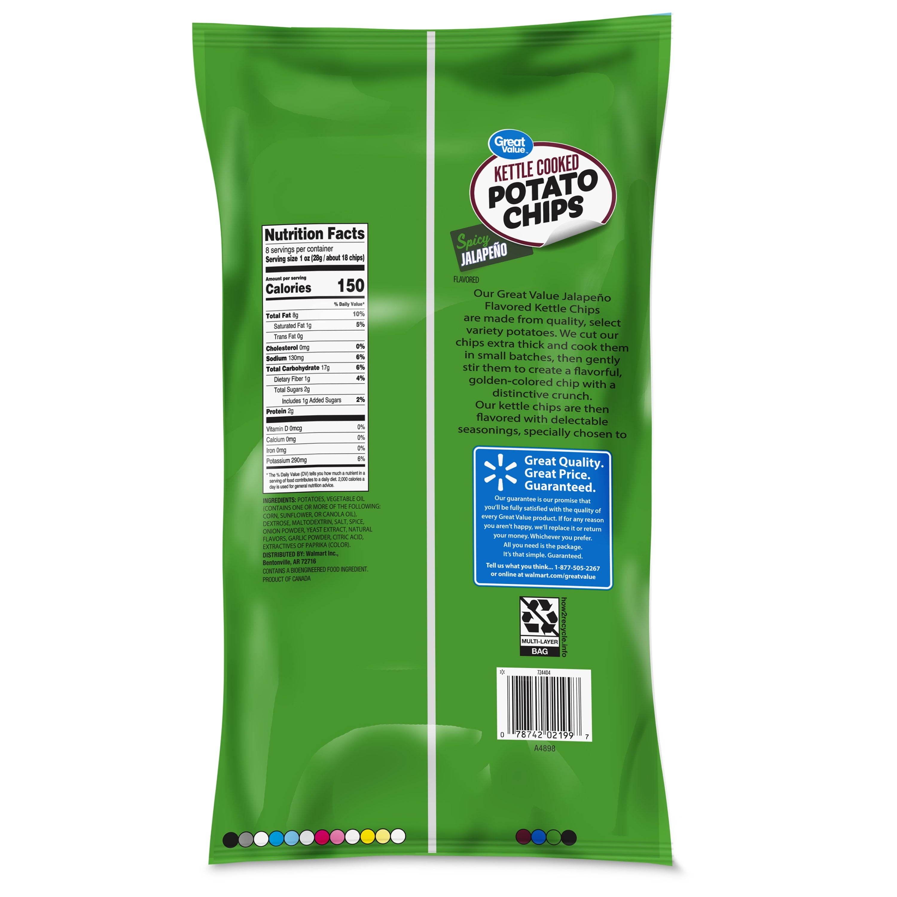 Kettle Cooked Spicy Jalapeno Potato Chips 8 Oz Great Value