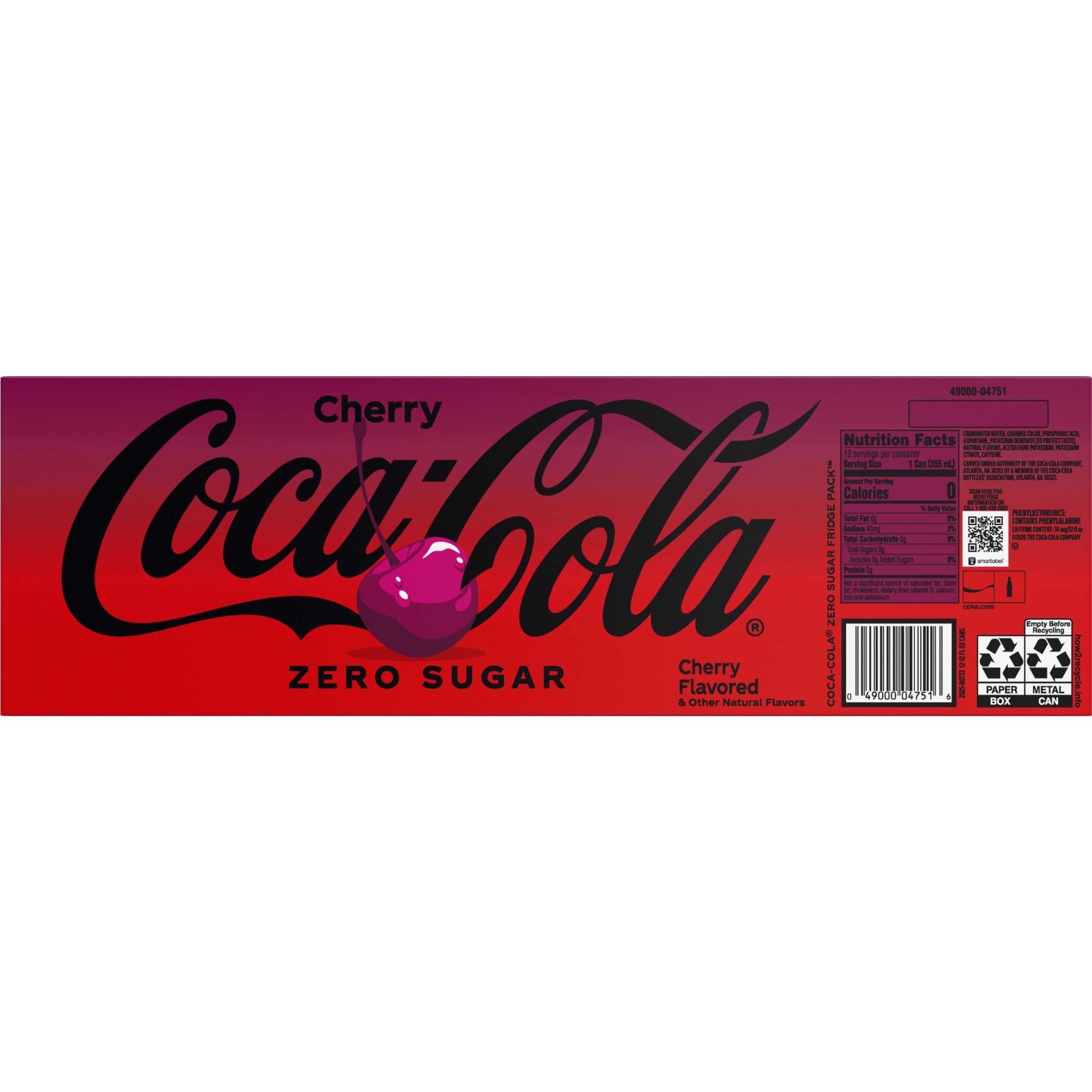 Zero Sugar Cherry Soda Pop Cans 12 Fl Oz 12 Pack Coca-Cola