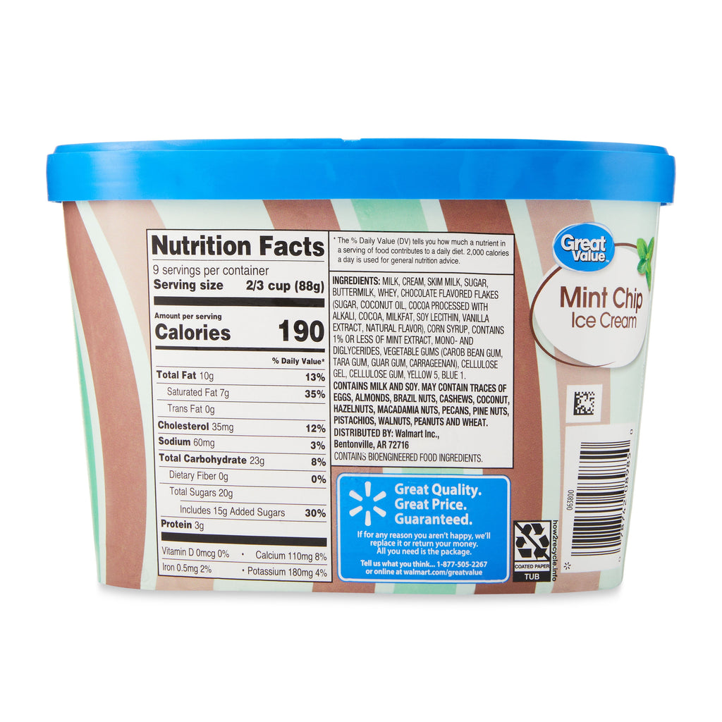 Great Value Mint Chip Ice Cream 48 Fl Oz
