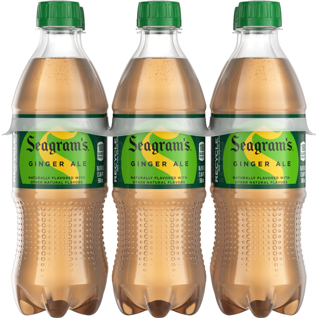 Seagram's Ginger Ale Soda Pop Bottles 16.9 Fl Oz 6 Pack