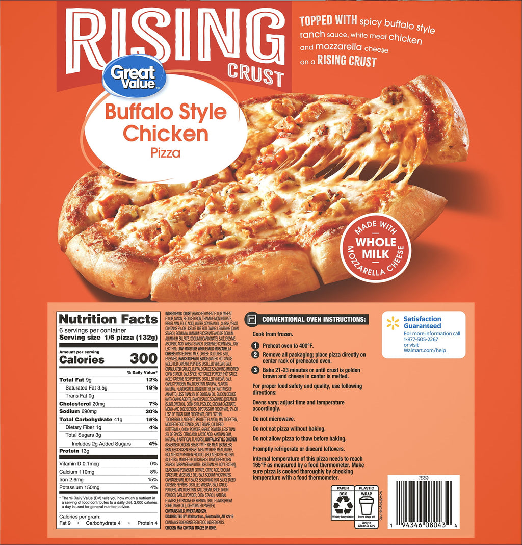Great Value Rising Crust Buffalo Chicken Frozen Pizza 27.95 Oz