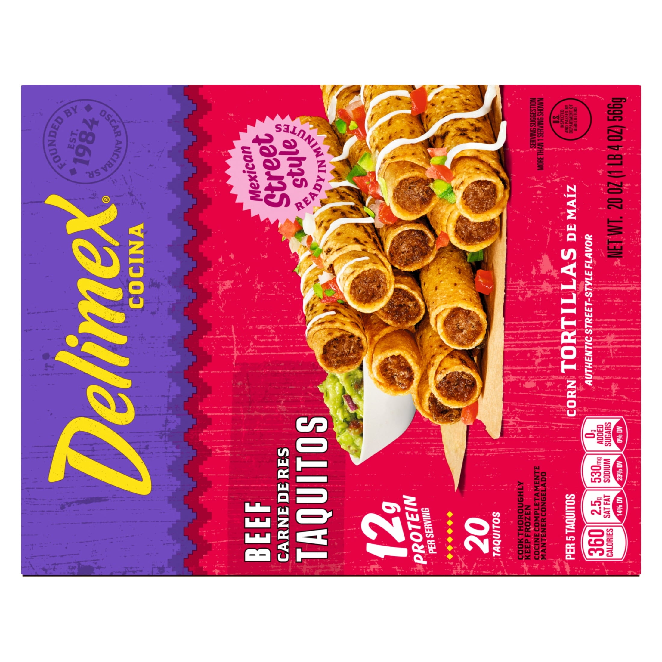 Delimex Beef Taquitos Frozen Snacks 20 Ct 20 Oz
