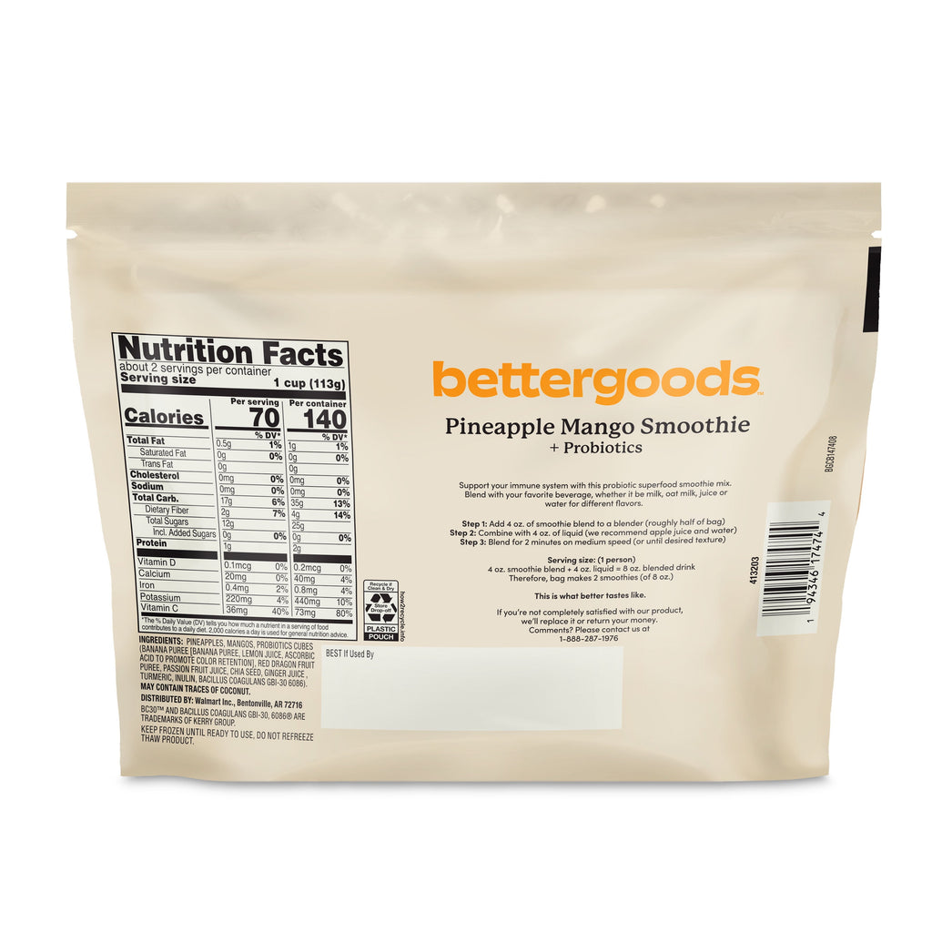 Bettergoods Pineapple Mango + Probiotics Smoothie Mix 8 oz