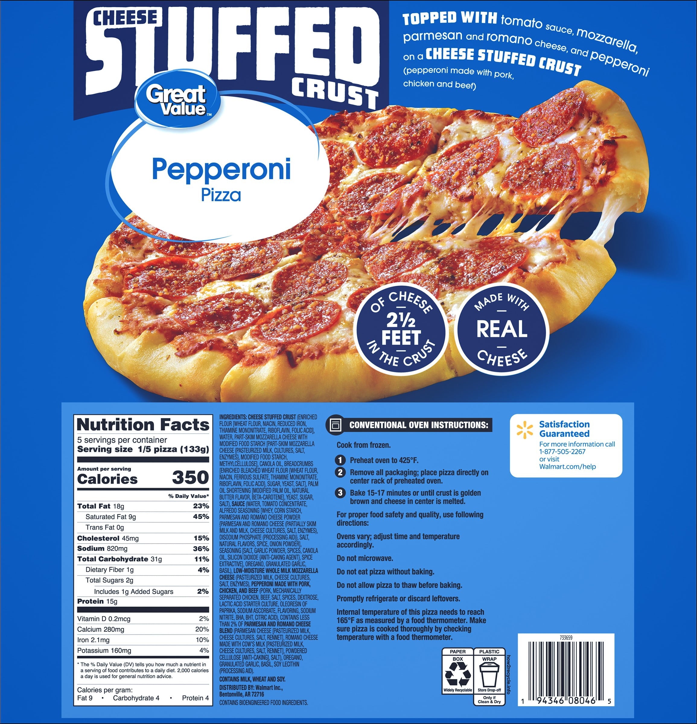 Great Value Stuffed Crust Pepperoni Frozen Pizza 23.45 Oz