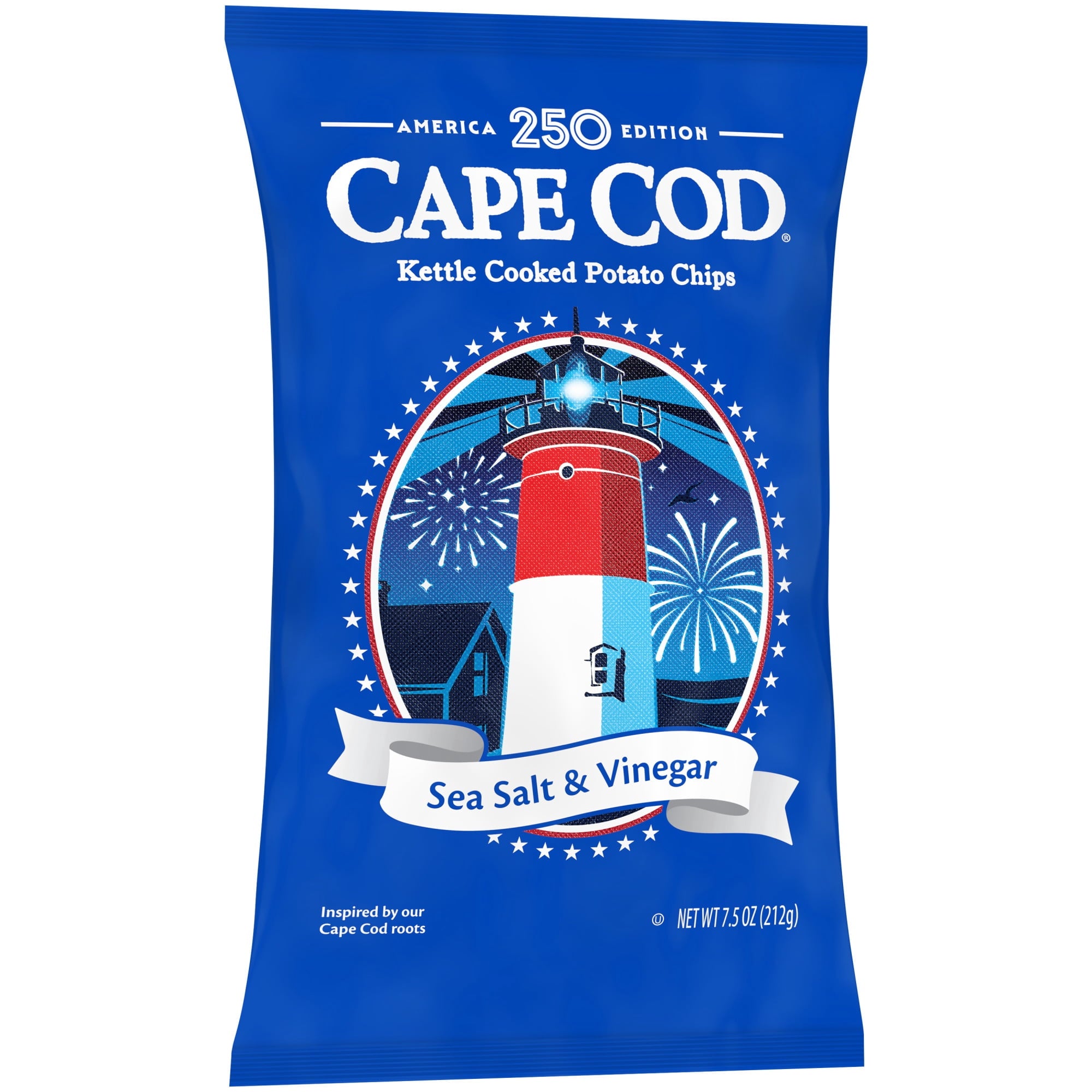 Sea Salt & Vinegar Kettle Cooked Potato Chips 7.5 Oz Cape Cod