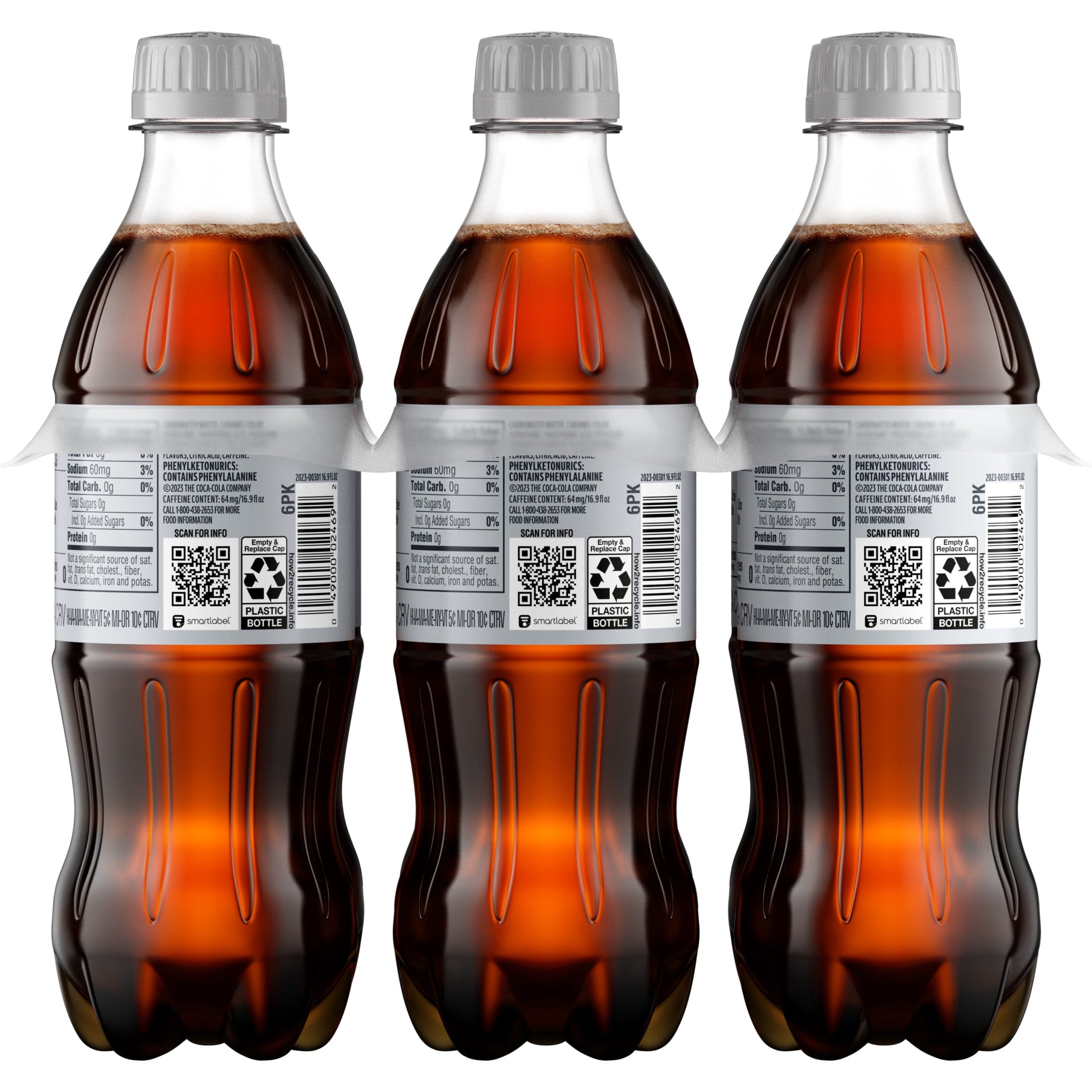 Soda Pop Bottles 16.9 Fl Oz 6 Pack Diet Coke