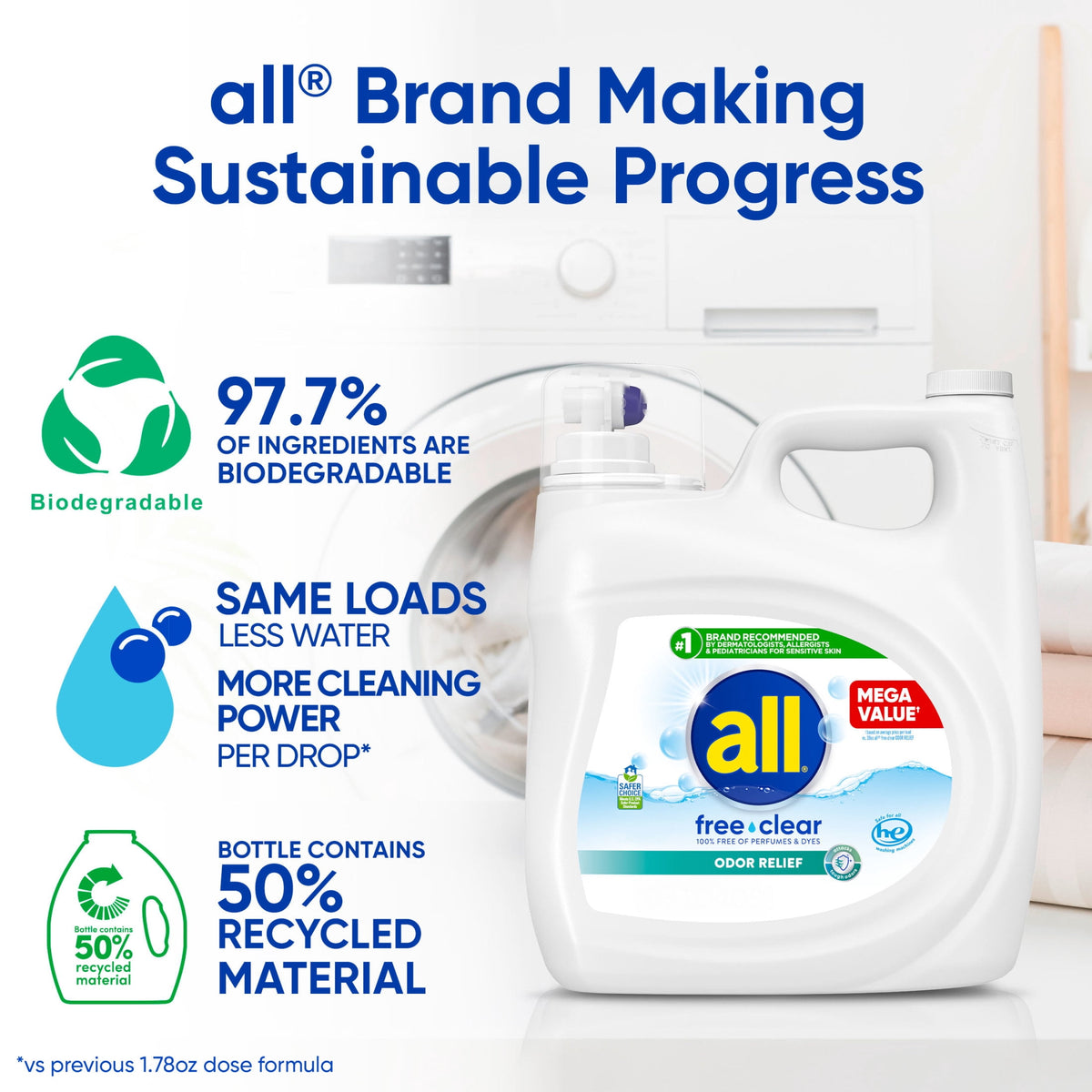 all Free Clear Odor Relief Liquid Laundry Detergent 118 fl oz 79 Loads