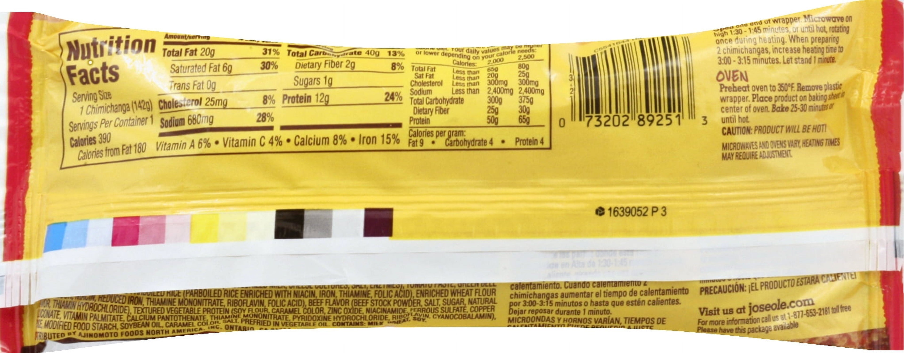 José Olé Beef & Cheese Chimichanga Frozen Mexican Food 5 Oz