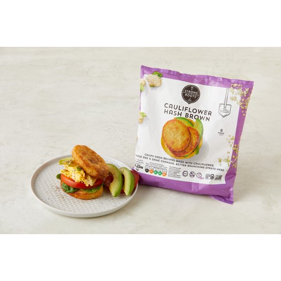 Strong Roots Cauliflower Hash Brown Patties Vegan Gluten Free Frozen 13.22 Oz
