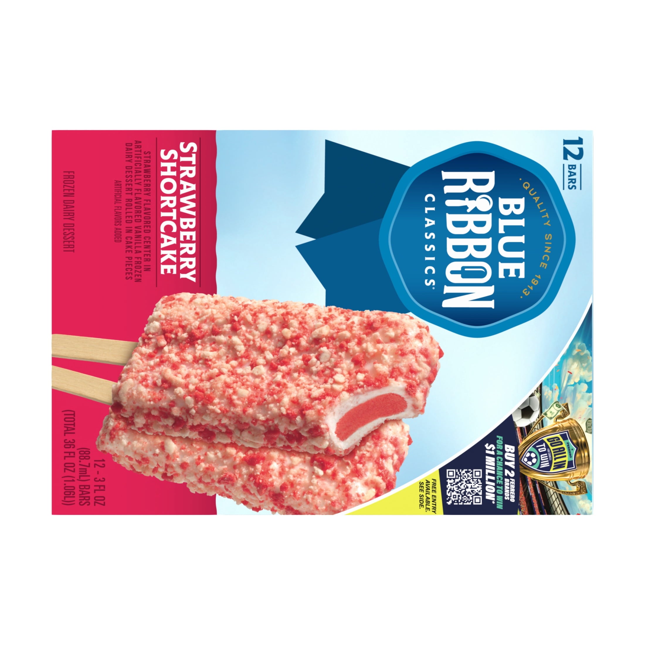 Blue Ribbon Classics Strawberry Shortcake Frozen Dessert Bars 12 Count 36 Fl Oz