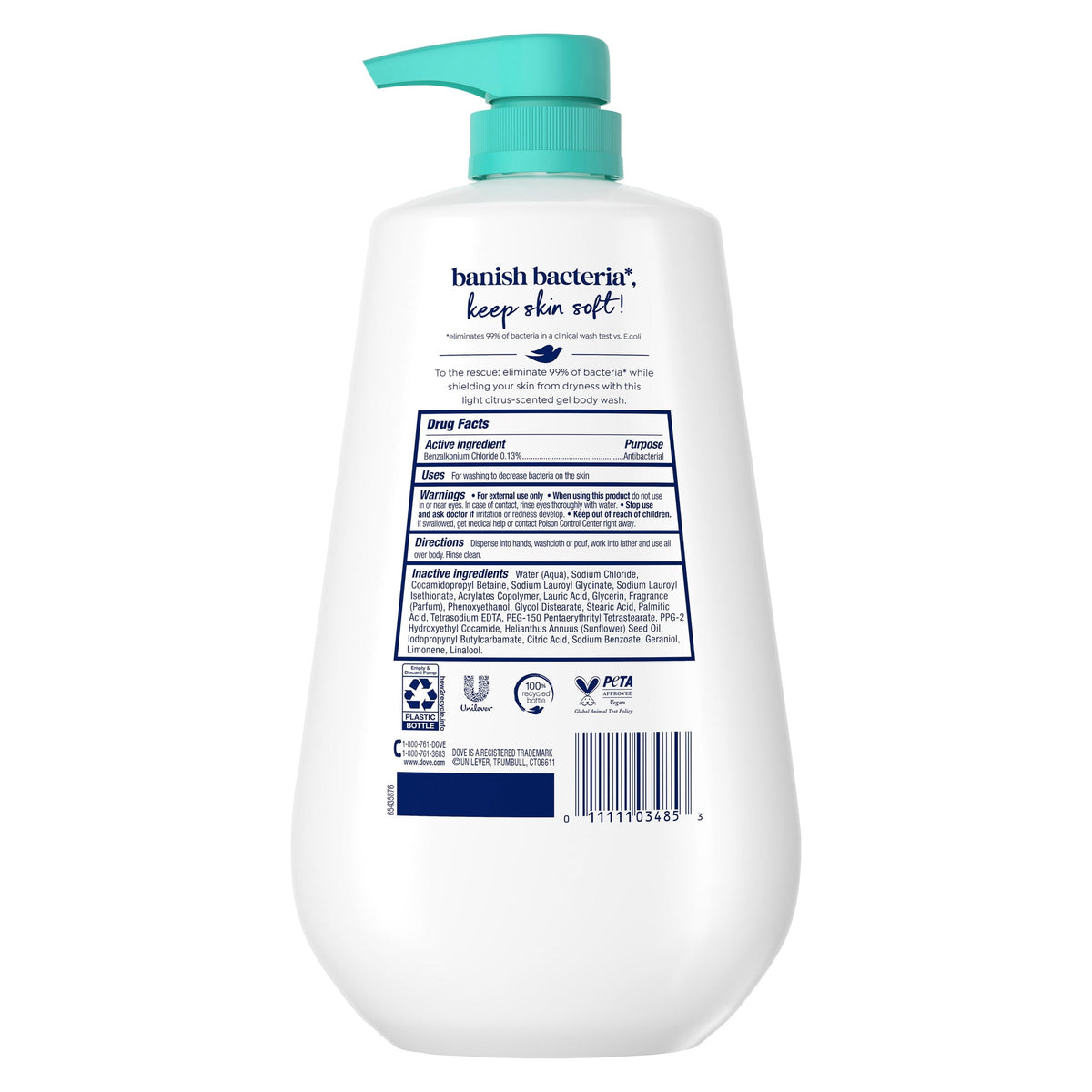 Dove Care & Protect Antibacterial Body Wash Moisturizing Cleanser 30.6 fl oz