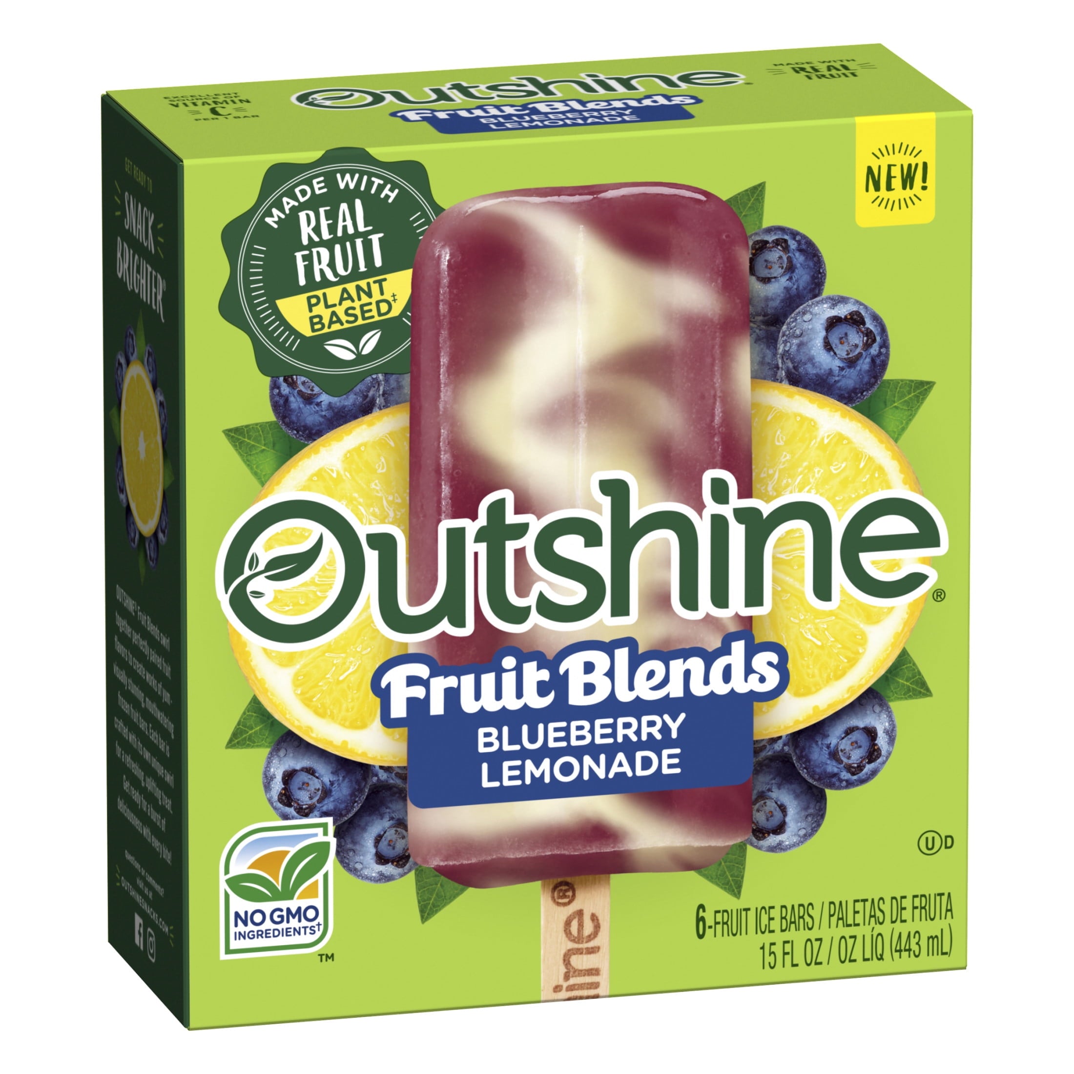 Outshine Blueberry Lemonade Fruit Blends Frozen Fruit Bars 6 Count 15 Fl Oz