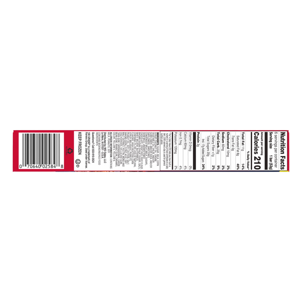 100 Grand Ice Cream Bars Caramel Crispy Crunchies Chocolatey Coating 6 Count 12 Fl Oz