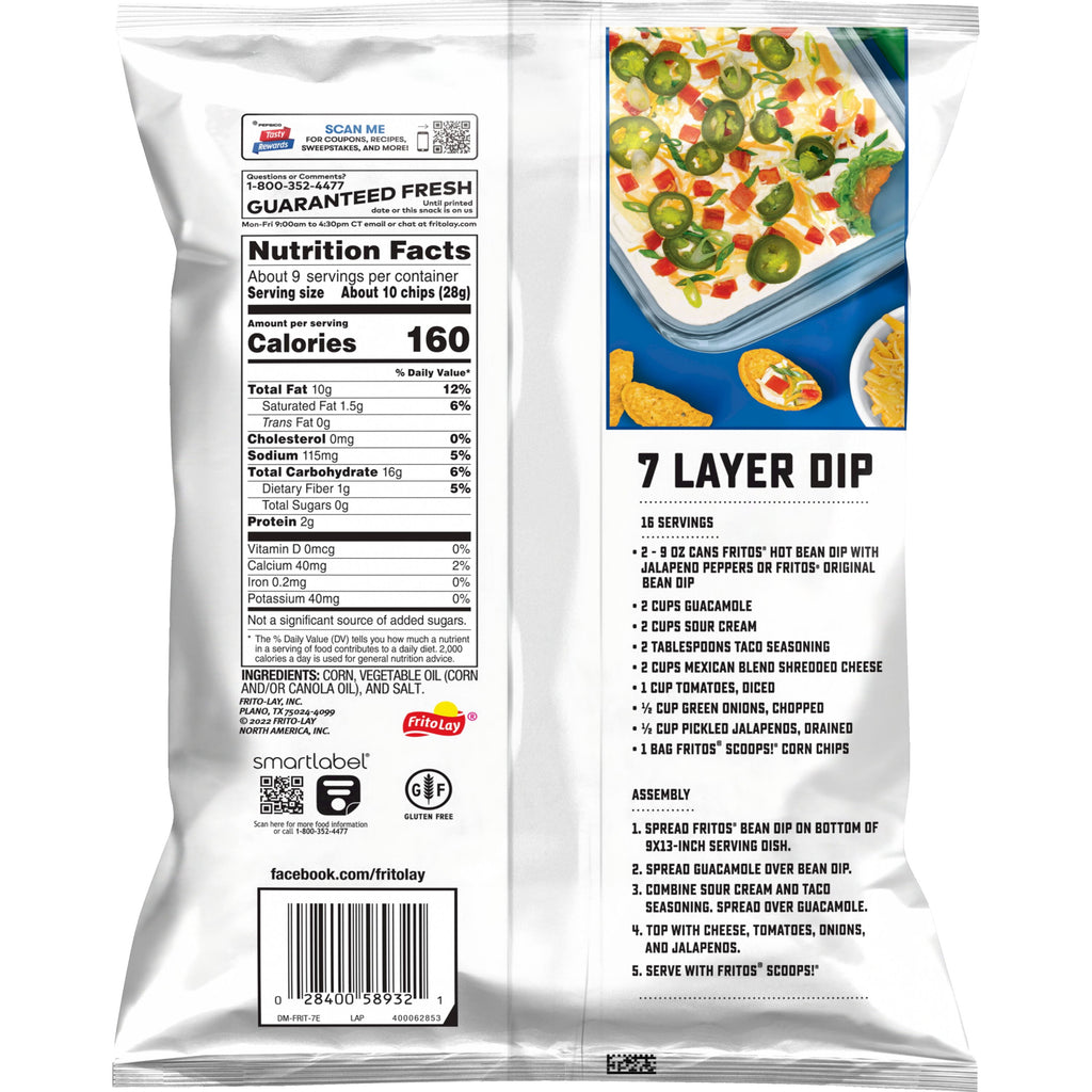 Scoops! Corn Chips 9.25 Oz 1 Count Fritos
