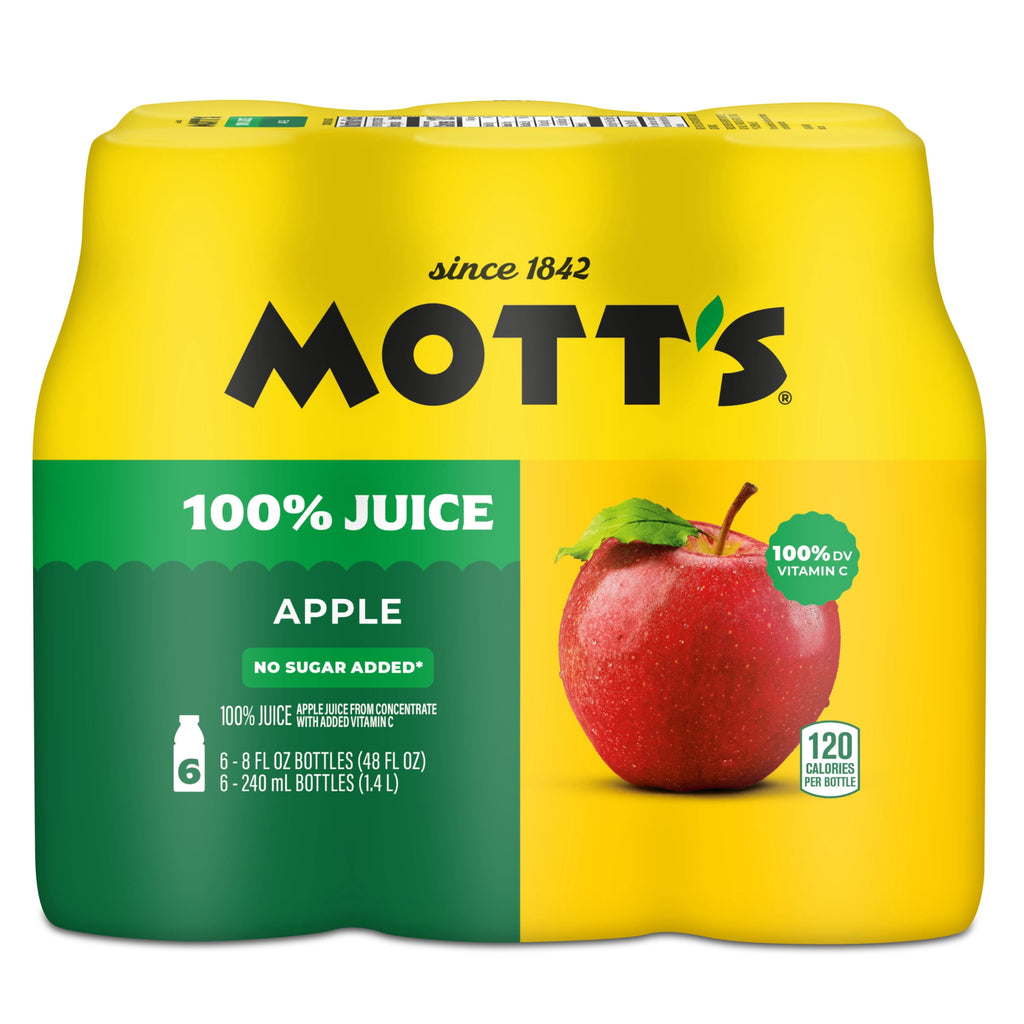 Mott's 100% Apple Juice Pulp-Free 8 fl oz 6 Count Bottles
