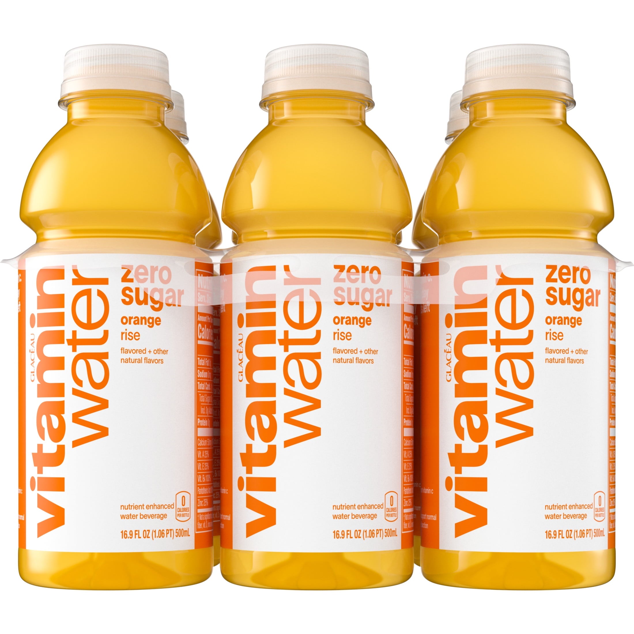 Vitaminwater Zero Sugar Rise Orange Flavored Water 16.9 fl oz 6 Pack