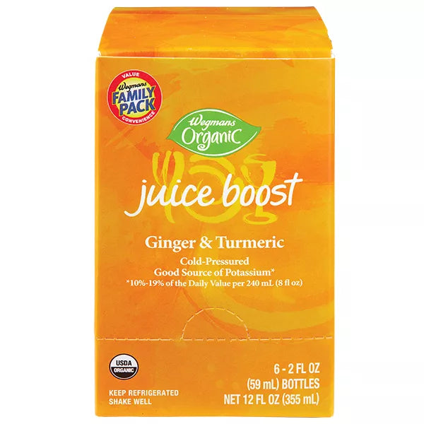 Wegmans Organic Ginger & Turmeric Juice Boost, 6 Count, FAMILY PACK 12 fl. oz.