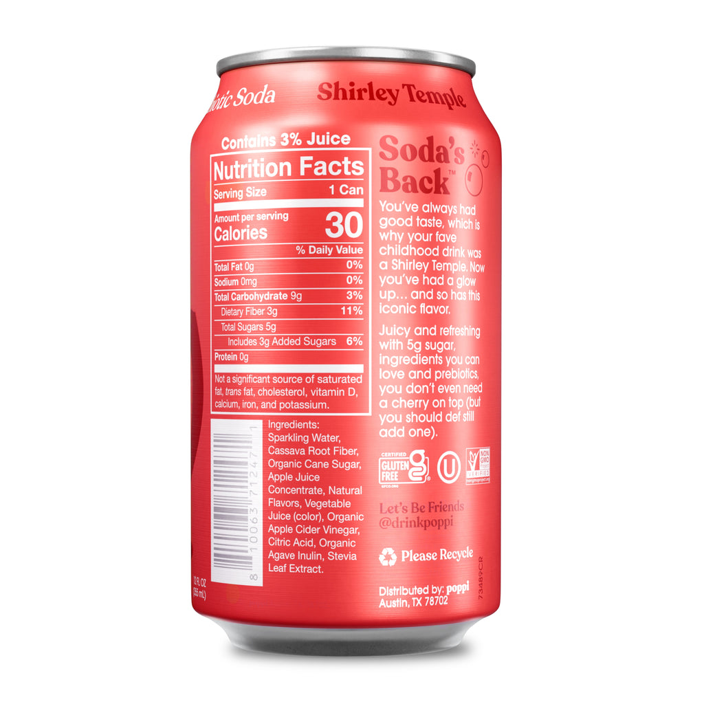 Poppi Shirley Temple Prebiotic Soda Can 12 Fl Oz