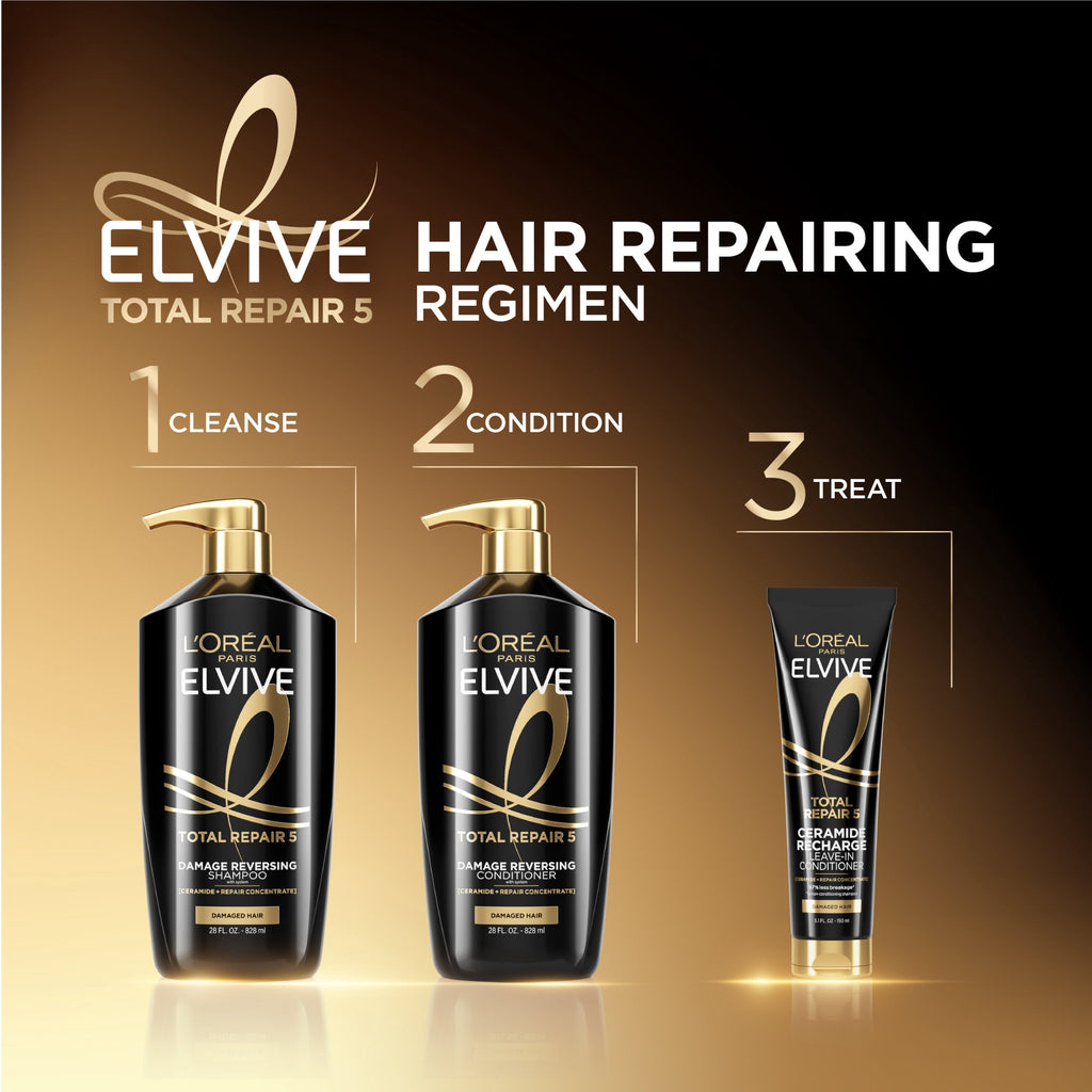 L'Oreal Paris Elvive Total Repair 5 Repairing Shampoo for Damaged Hair Pump 28 fl oz