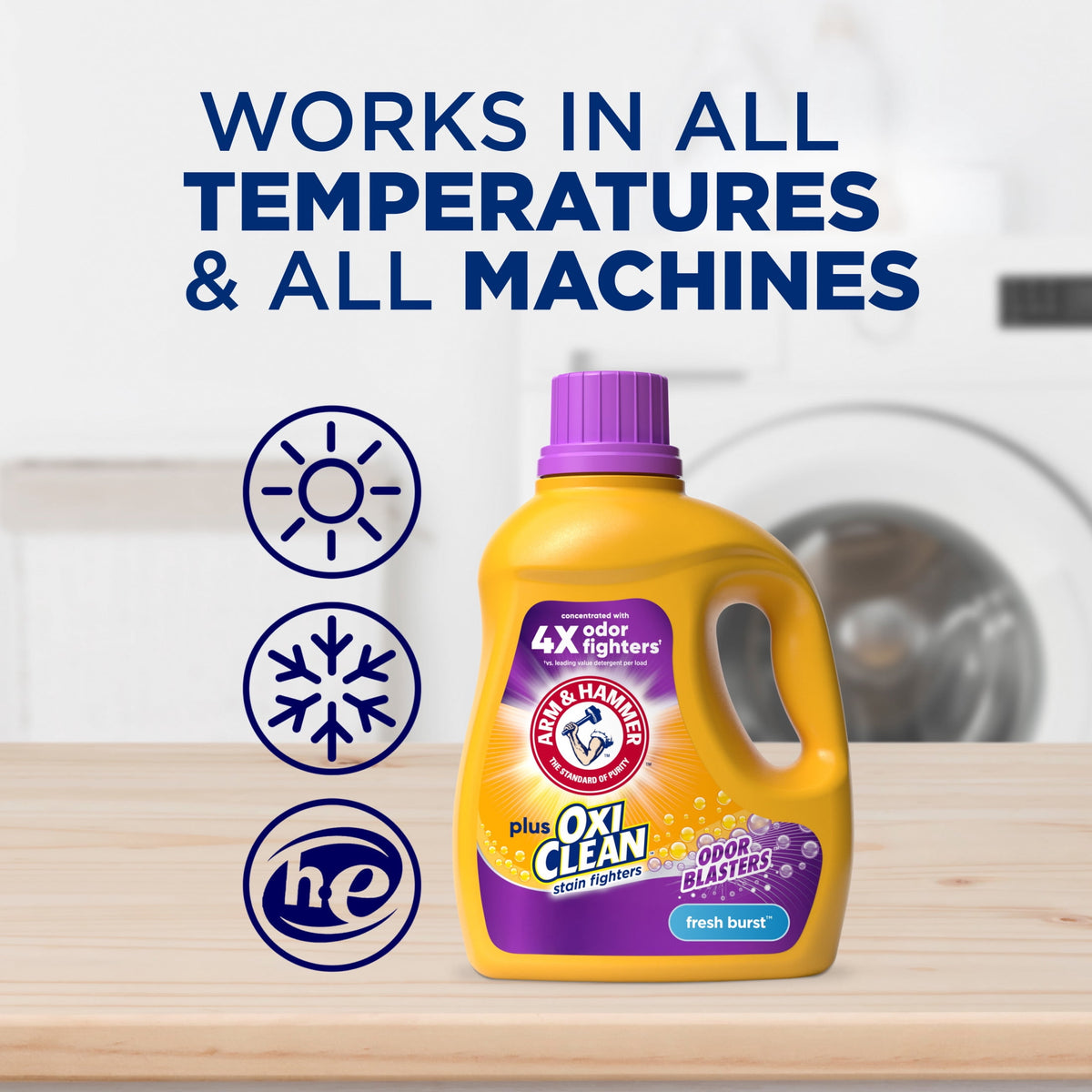 ARM & HAMMER Plus OxiClean Odor Blasters Liquid Laundry Detergent Fresh Burst 96.2 fl oz 74 Loads