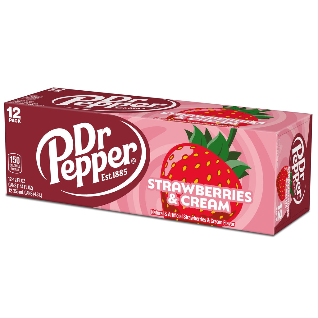 Strawberries and Cream Soda Pop Cans 12 Fl Oz 12 Pack Dr. Pepper