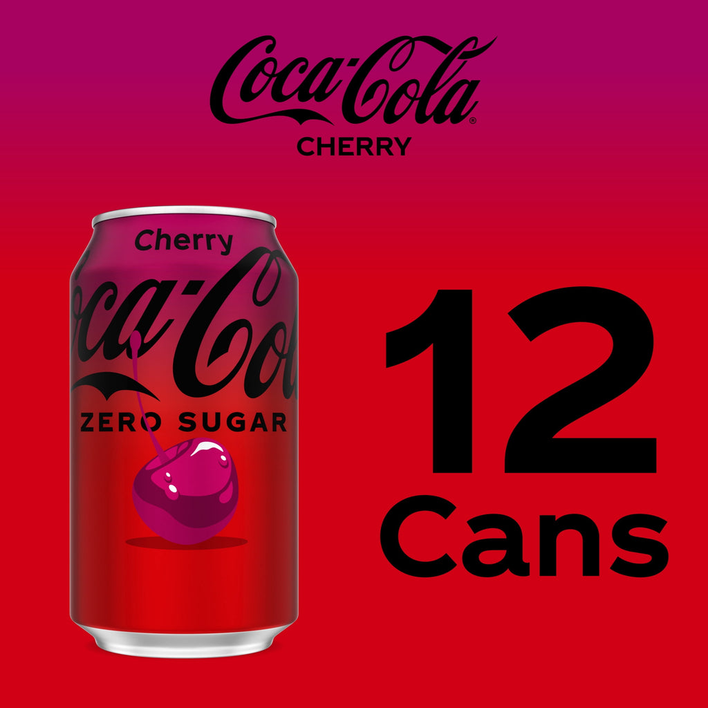 Zero Sugar Cherry Soda Pop Cans 12 Fl Oz 12 Pack Coca-Cola
