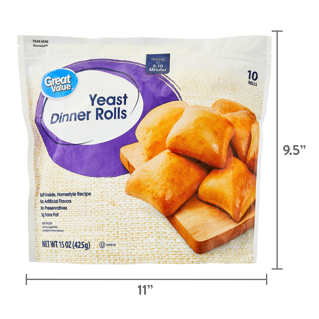 Great Value Yeast Dinner Rolls Frozen 15 Oz 10 Count