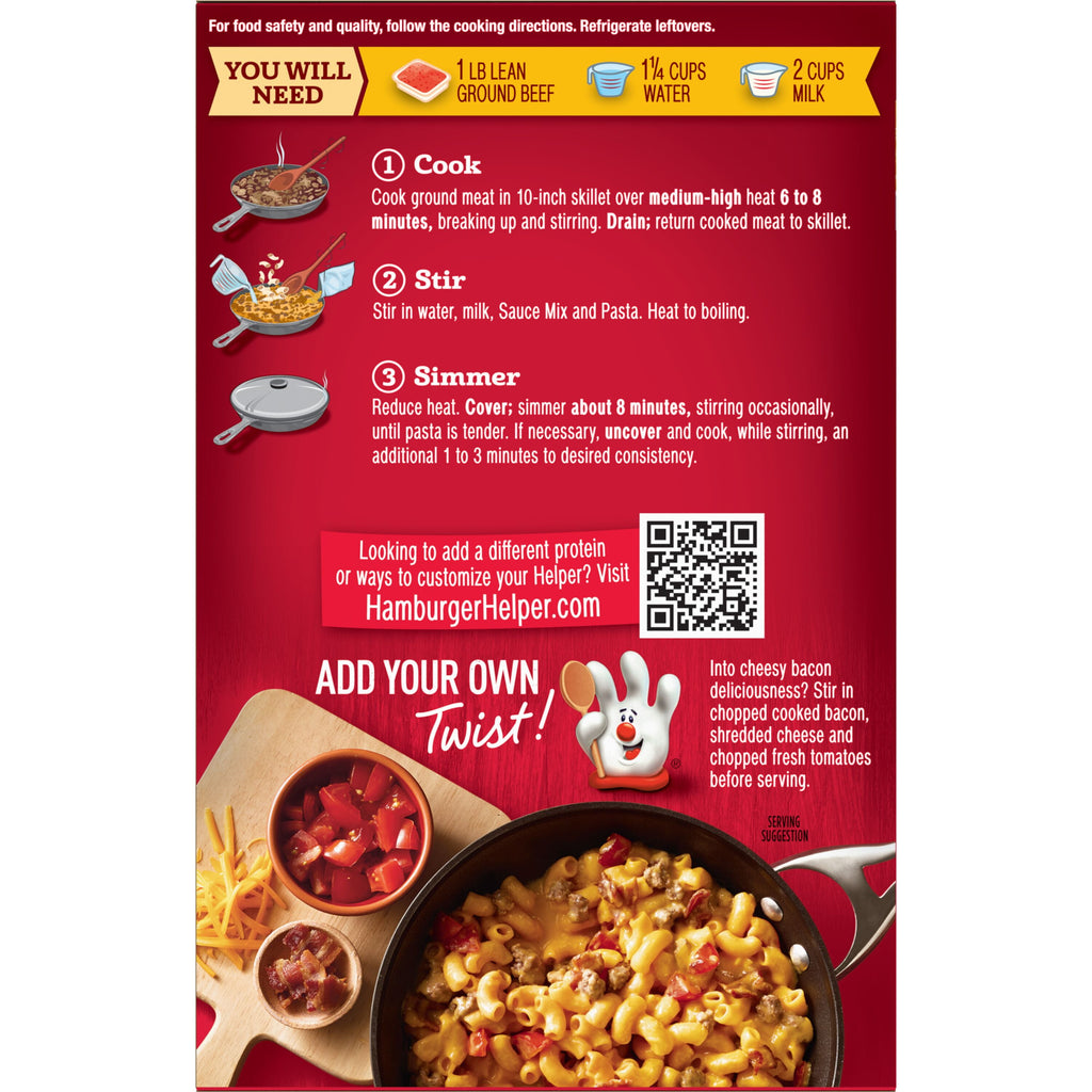 Hamburger Helper Cheeseburger Macaroni Pasta Meal 6.6 Oz