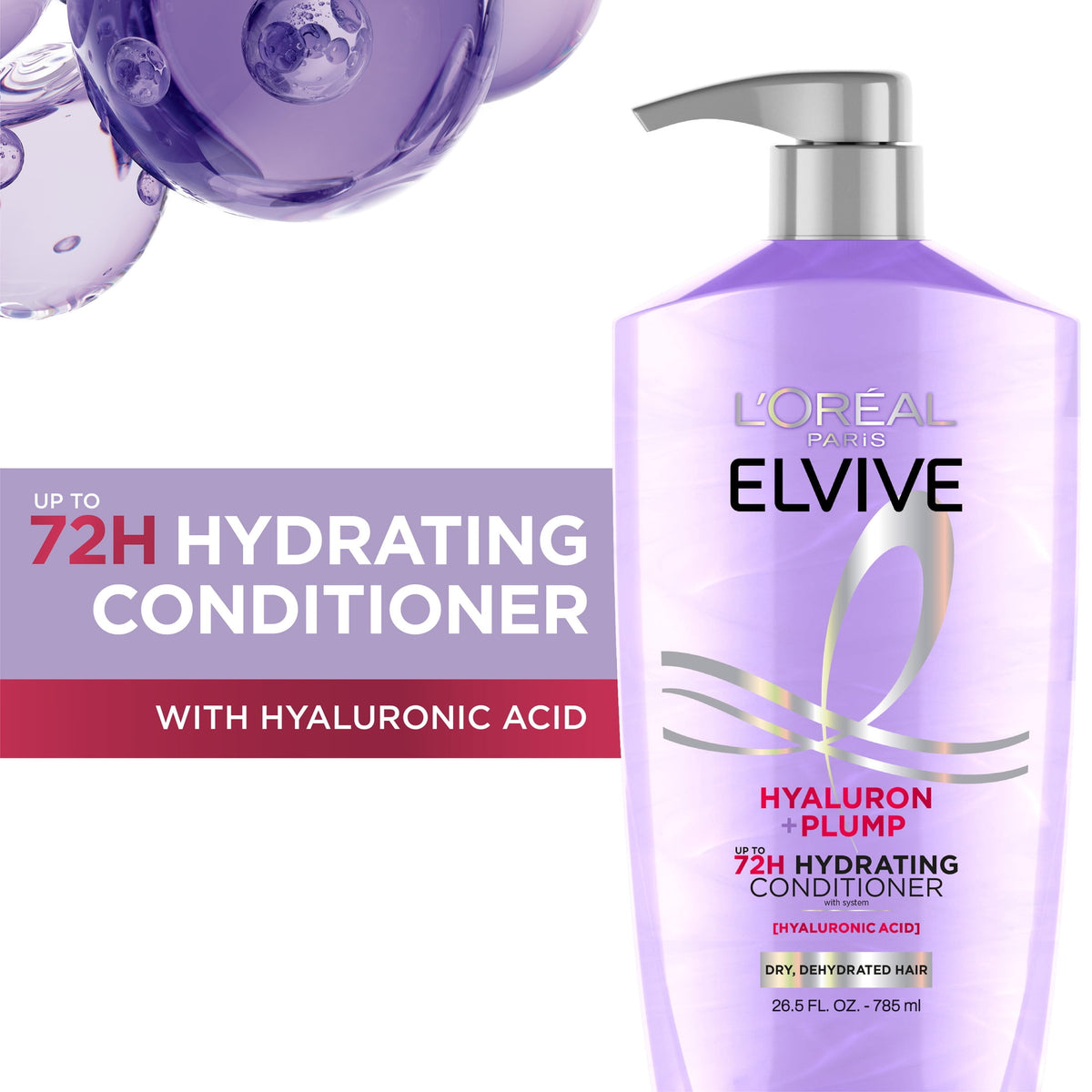 L'Oreal Paris Elvive Hyaluron Plump Hydrating Conditioner for Dry Hair 26.5 fl oz