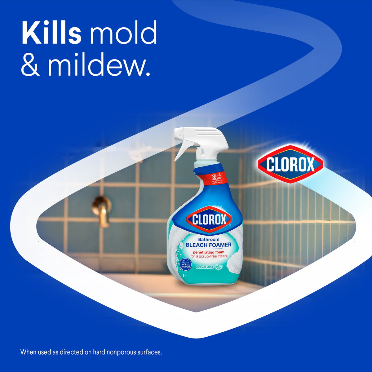 Clorox Bleach Foamer Bathroom Shower Cleaner Spray Ocean Mist 30 fl oz