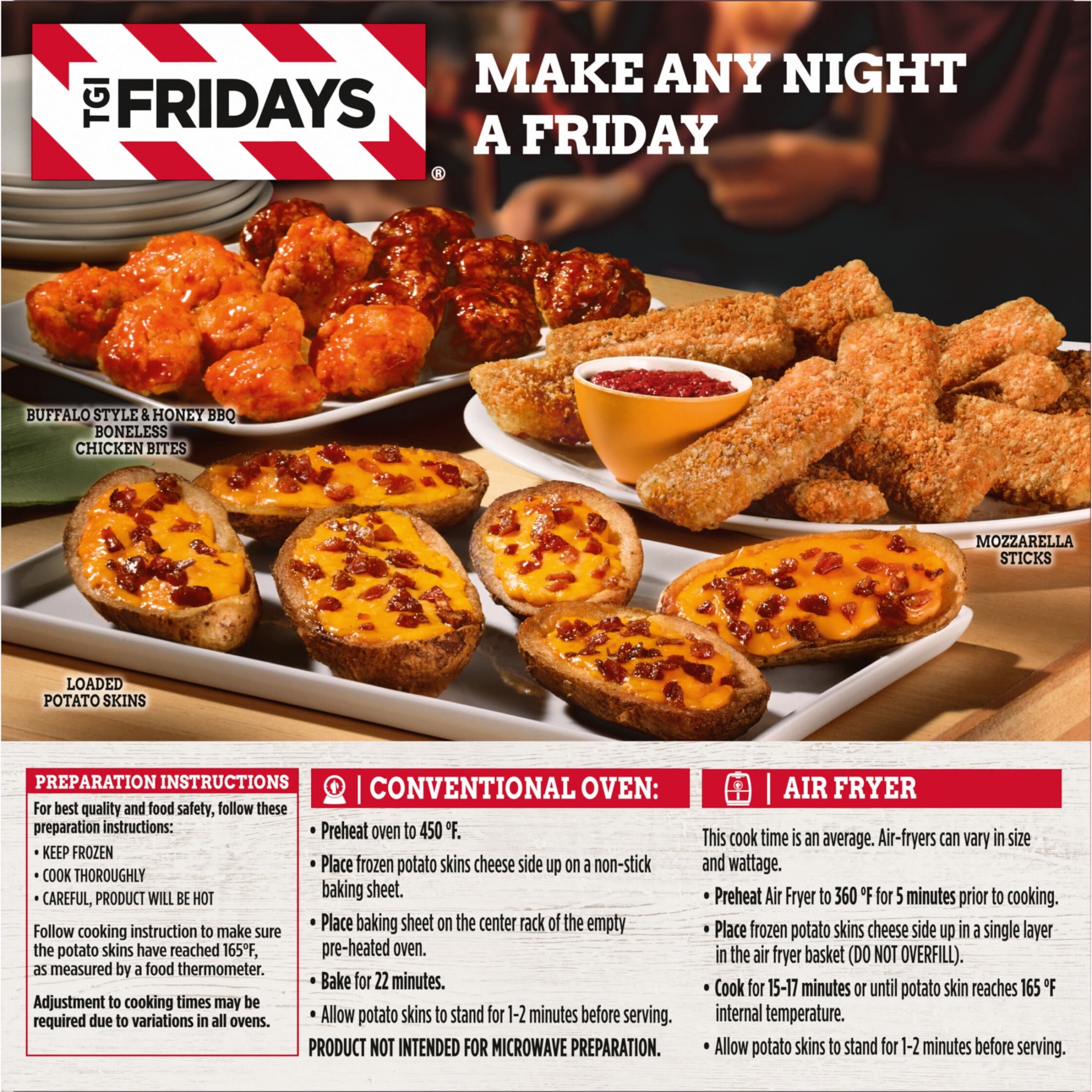 TGI Fridays Loaded Cheddar & Bacon Potato Skins 13.5 Oz Frozen