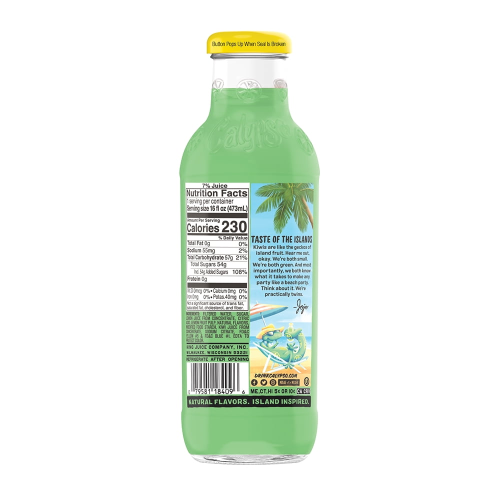 Calypso Kiwi Lemonade Juice Drink 16 fl oz Bottle