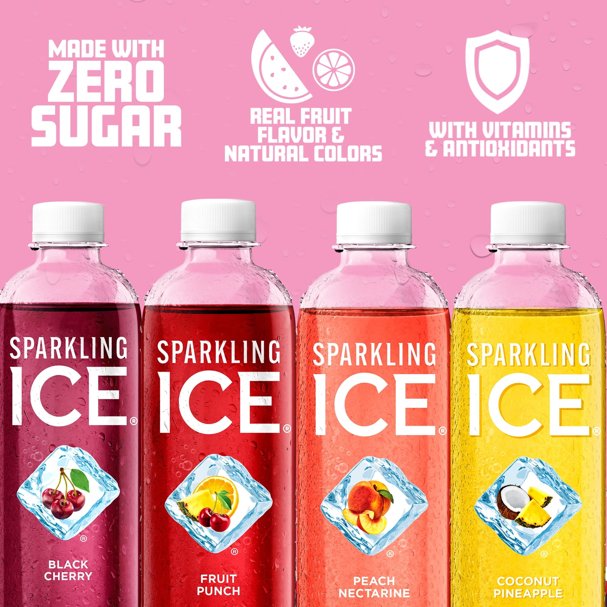 Sparkling Ice Pink Variety Pack Flavored Sparkling Water 17 fl oz 12 Count